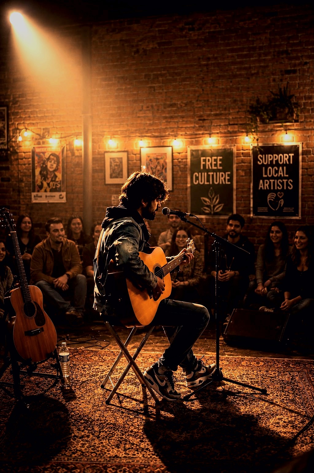 Musicians playing together during a workshop session